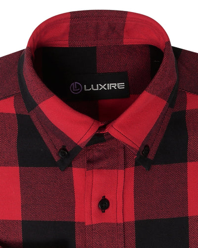 Flanelle à grands carreaux vichy rouge et noir