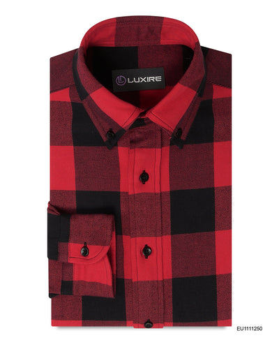Flanelle à grands carreaux vichy rouge et noir