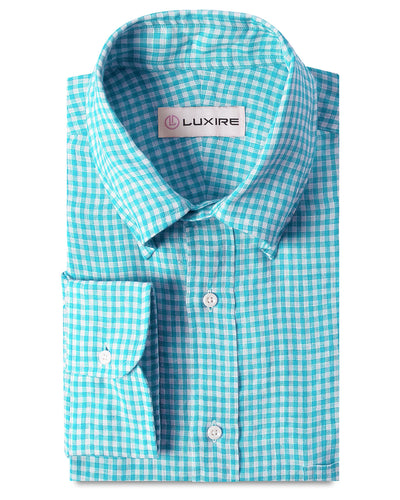 Lin à petits carreaux vichy bleus