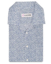 White Flower on Blue Printed Shirt