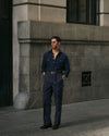 Navy Cotton Twill High Rise Cargo Pant