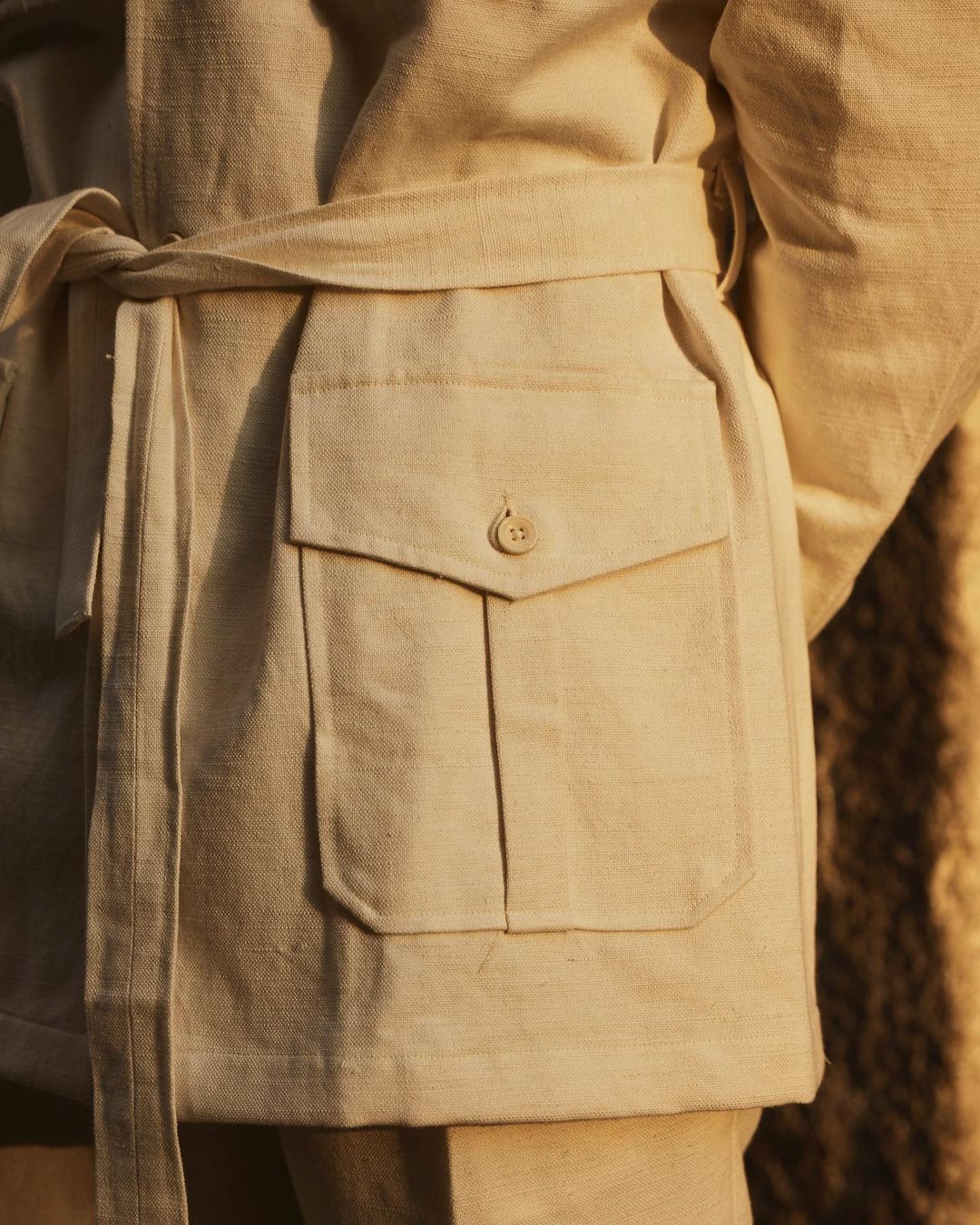 Linen Cotton Canvas Off White Safari Jacket