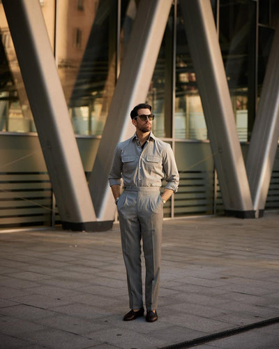 Pantalon Vitale Barberis Canonico gris clair tropical en laine peignée