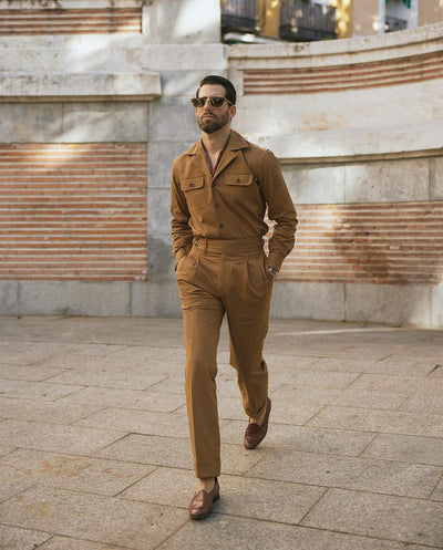 Chemise décontractée à col cubain en cuivre