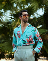 Toile de coton et lin plissée vert pâle