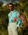 Toile de coton et lin plissée vert pâle