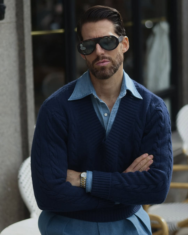 Chambray-Hemd aus verwaschenem Hanf-Baumwollstoff