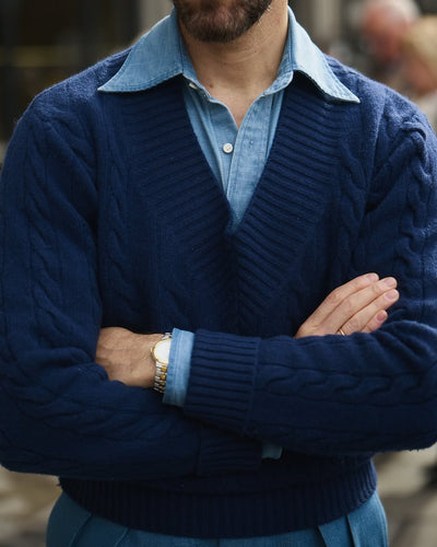 Chambray-Hemd aus verwaschenem Hanf-Baumwollstoff