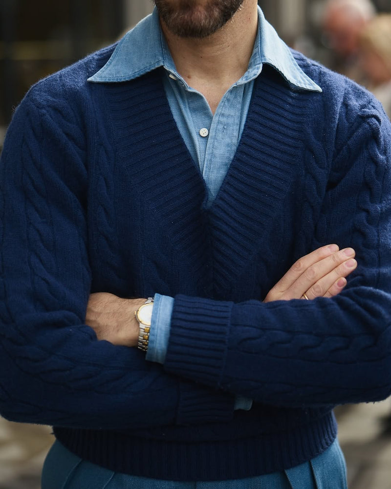 Chambray-Hemd aus verwaschenem Hanf-Baumwollstoff