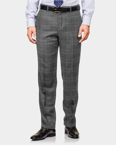 Dugdale Feine Kammgarnhose - Grauer Prince of Wales mit blauem Overcheck