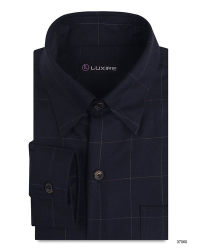 Chemise en sergé à carreaux bleu marine Dugdale