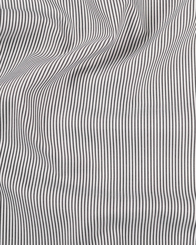 Brembana White Black Hairline Stripes Shirt