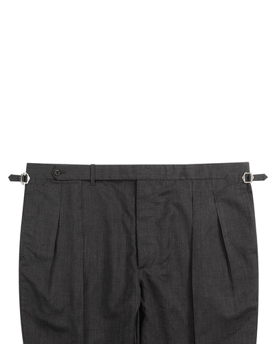Waschbare Wollhose: Dunkelgraue Hose mit hoher Taille