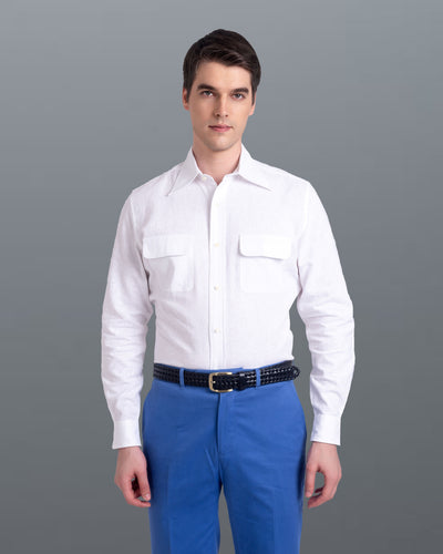 Weißes Fresco Madapolam Chambray Westernhemd