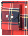 Red Navy Tartan Flannel Work Shirt