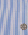 Robe bleu ciel à rayures en seersucker