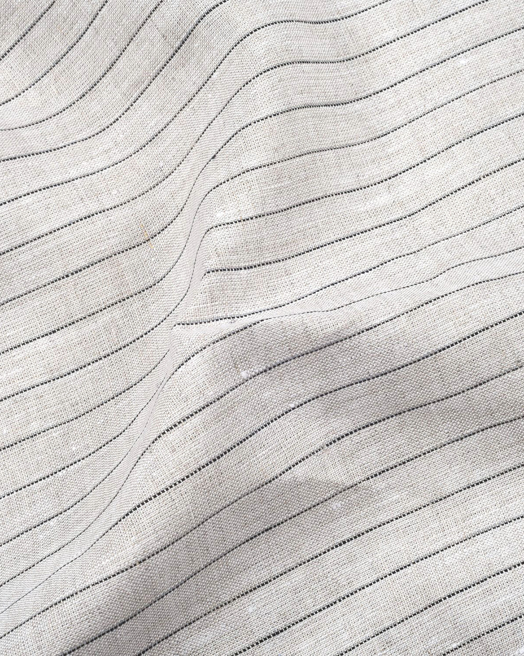 Lamb Beige Wide Black Pin Stripes Linen