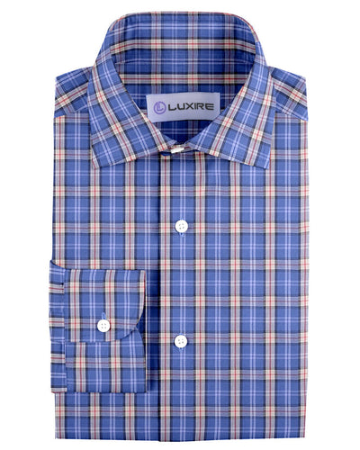 Bleu crème à carreaux tartan rouges