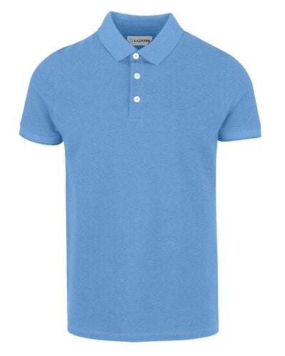 Stahlblaues Polo-T-Shirt aus Baumwolle