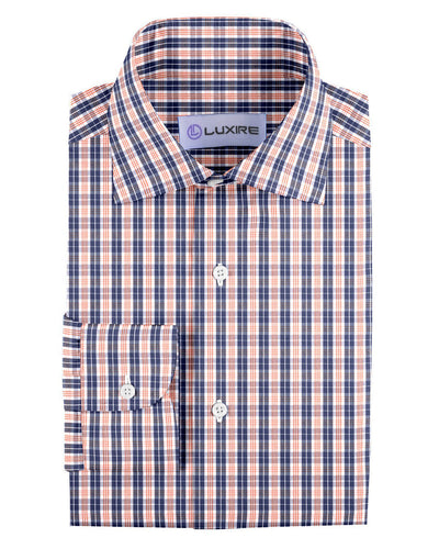Marine-Orange-Weiß-Tartan-Karos