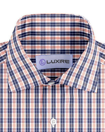 Marine-Orange-Weiß-Tartan-Karos
