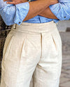 Gurkha Hose Leinen Vintage Creme Birdseye