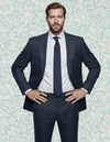 Dugdale Navy Blue Wool Flannel Suit