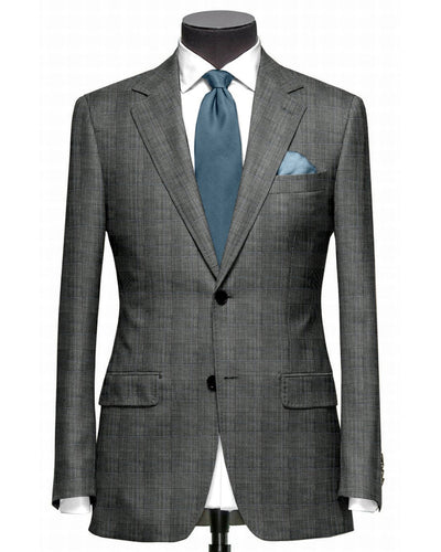 Laine Dugdale Fine Worsted - Gris Prince de Galles à carreaux bleus