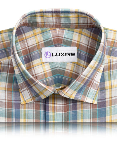 Summer Light Chambray Dezentes Braun Blau Gelb Kariert Madras