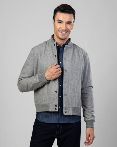 Veste chemise en flanelle de laine grise