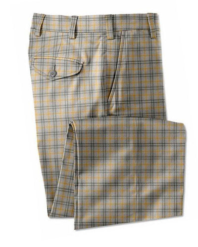 EThomas Tan Grey Tartan Plaid 130er Wolle