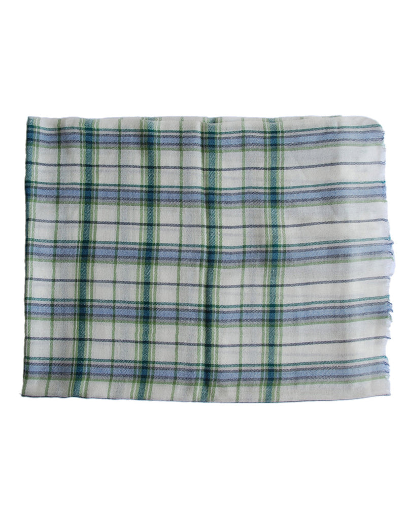 Kaschmirschal – Grün-Blau-Creme-Karo