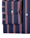 Navy Awning With Grey & Red Stripes