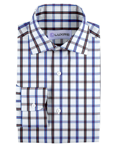 Weißer, blauer, grauer Tatersall-Twill