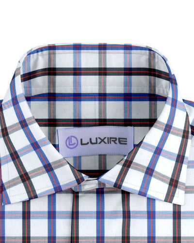 Weißer, blauer, grauer Tatersall-Twill