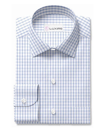 Tattersall bleu sur fond blanc
