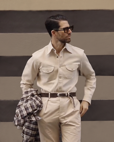 Chemise en sergé écru