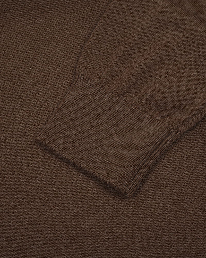 EZS Merino Wool Brown Long Sleeve Polo