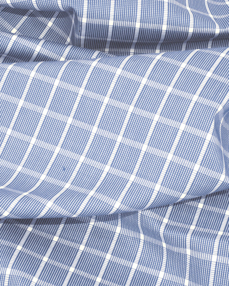 Navy Blue with White Grid Shirt