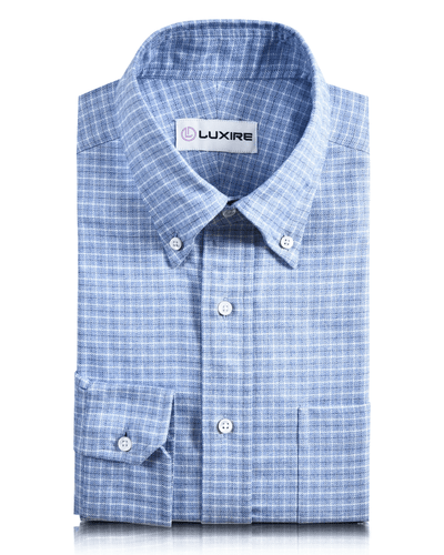 Carreaux Tattersall bleu foncé, bleu clair et blanc