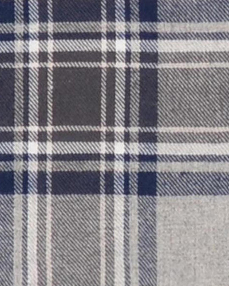 Dunkelgraues, marineblau kariertes Flanellhemd
