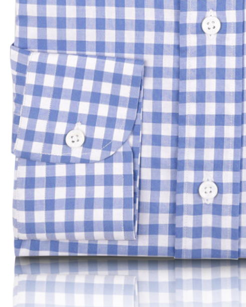 Ultramarine Light Blue Checks on White