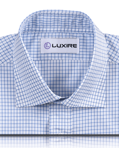 Chemise à carreaux graphiques bleu ciel Brembana