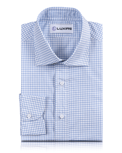 Chemise à carreaux graphiques bleu ciel Brembana