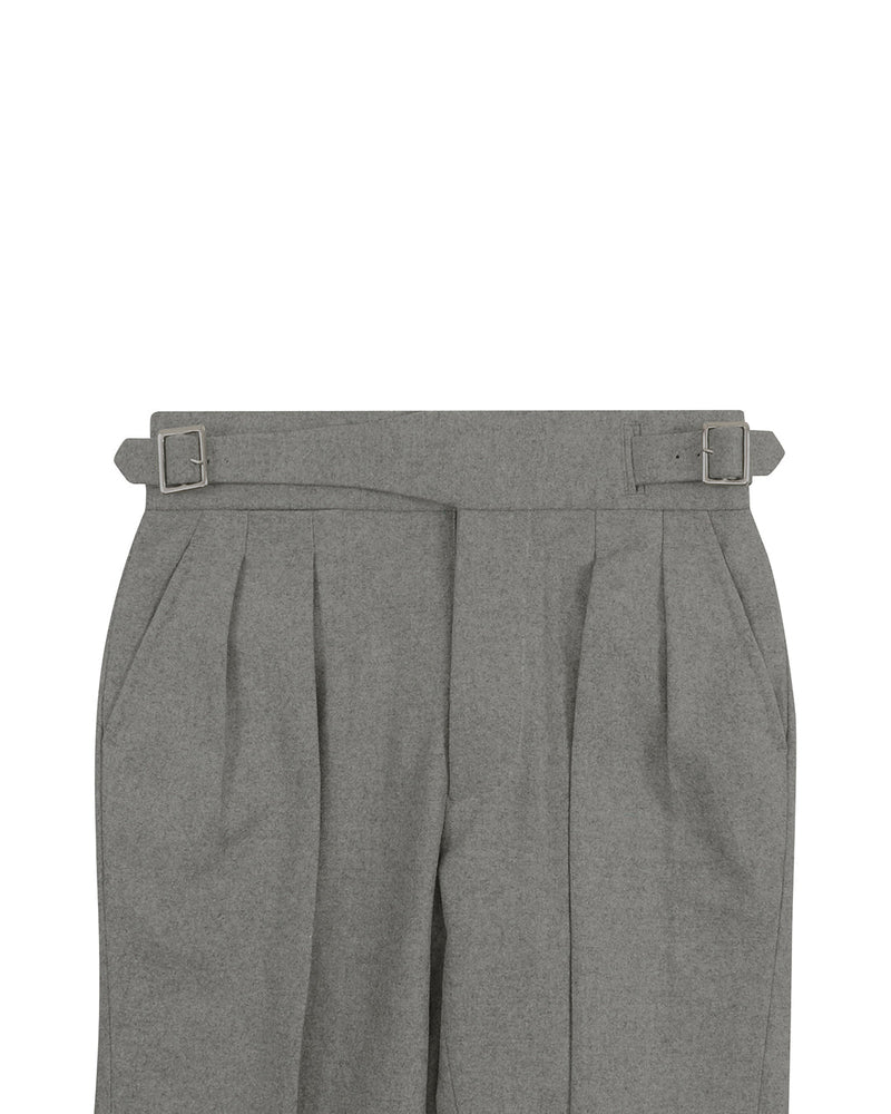 Pantalon Gurkha en laine et cachemire EThomas : laine gris clair