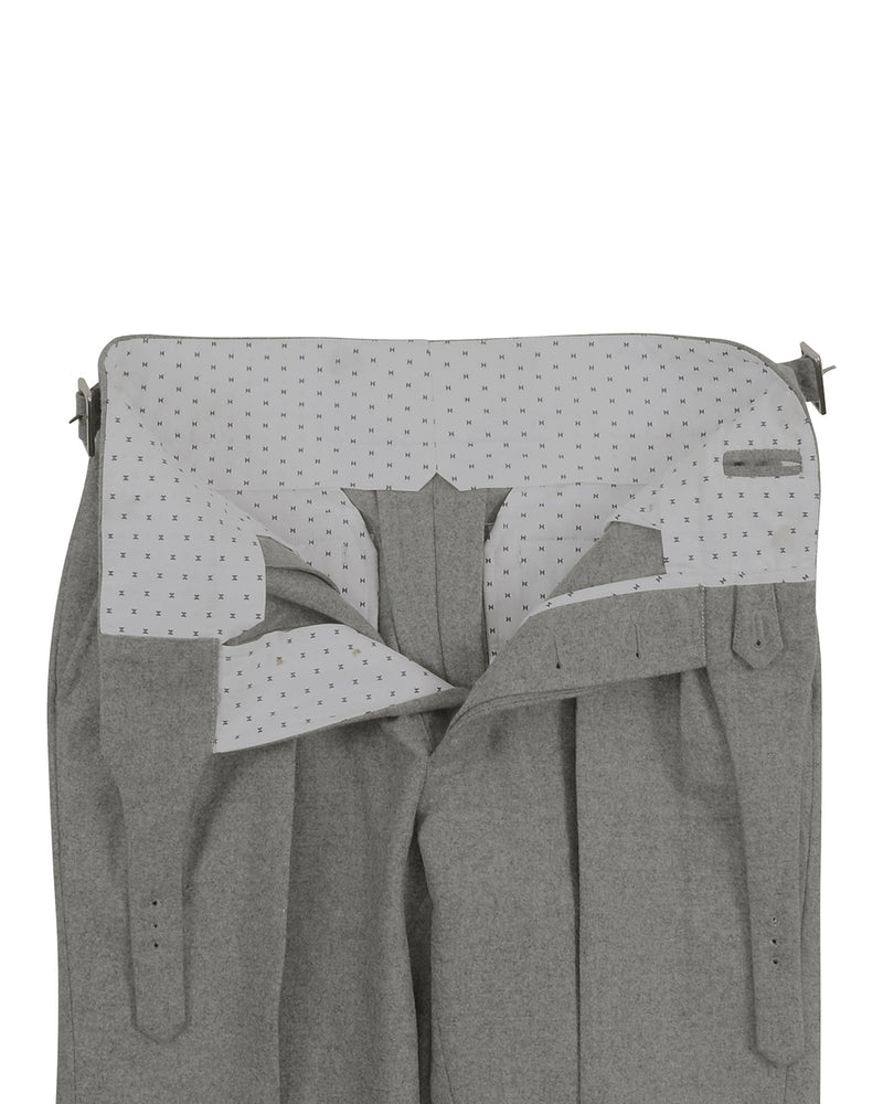 Pantalon Gurkha en laine et cachemire EThomas : laine gris clair