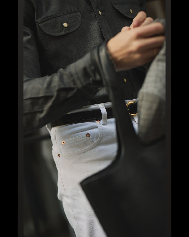 Weiße Jeans aus schwerem Twill