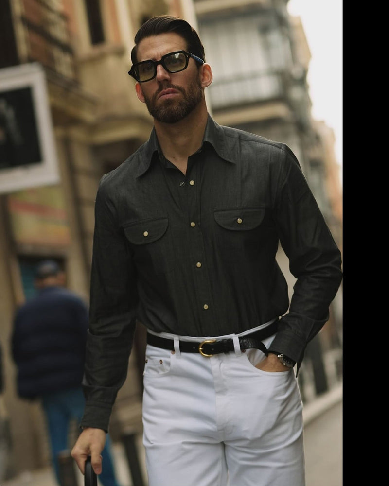 Weiße Jeans aus schwerem Twill
