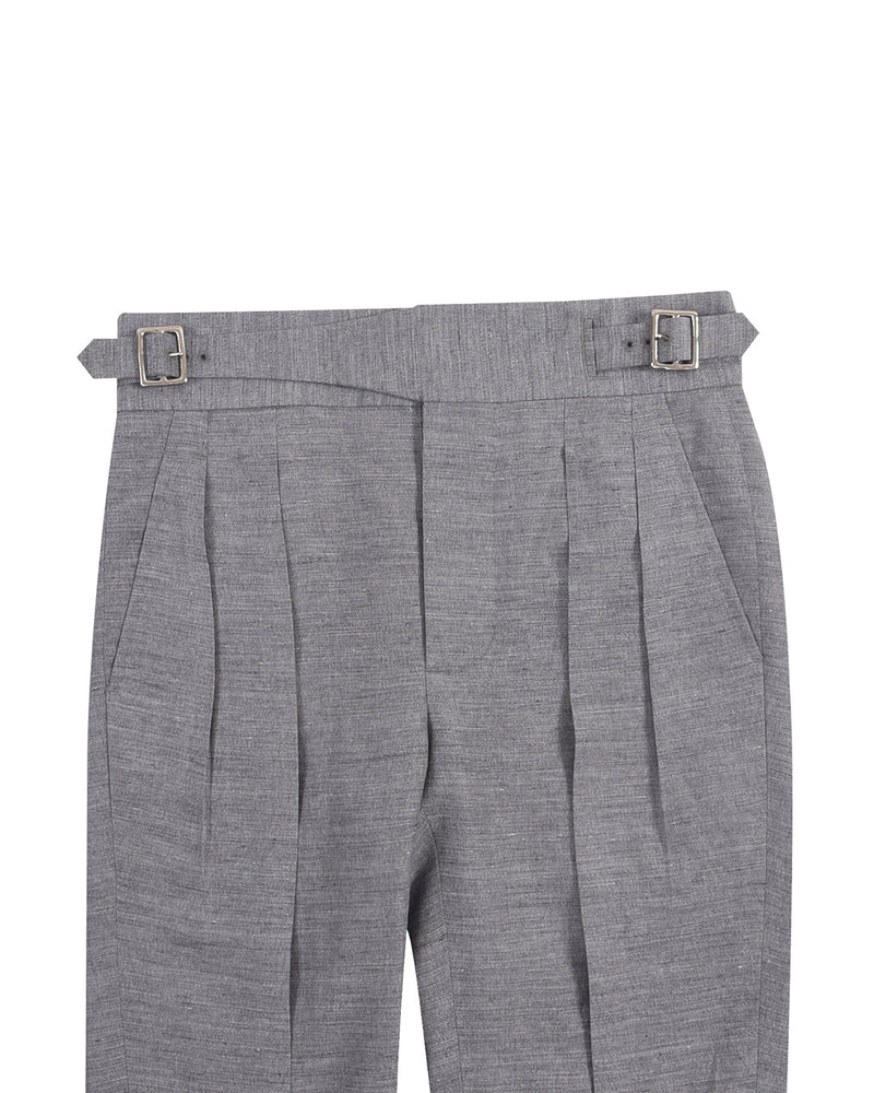 Gurkha-Hose aus hellgrauem Solbiati-Leinen