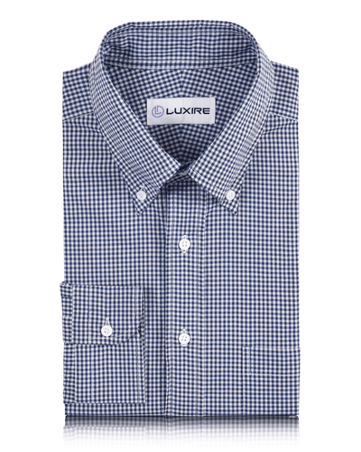 Oxford-blaues Gingham-Karohemd